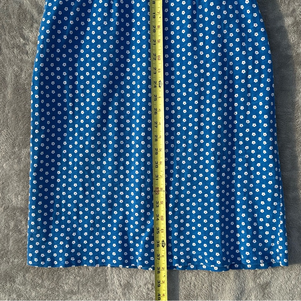 Boden Daisy Print Phoebe Cotton Sheath Dress US 6 Blue Pockets Knee Length Polka - Picture 14 of 15
